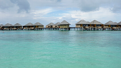 water villas on a exotic maldives island