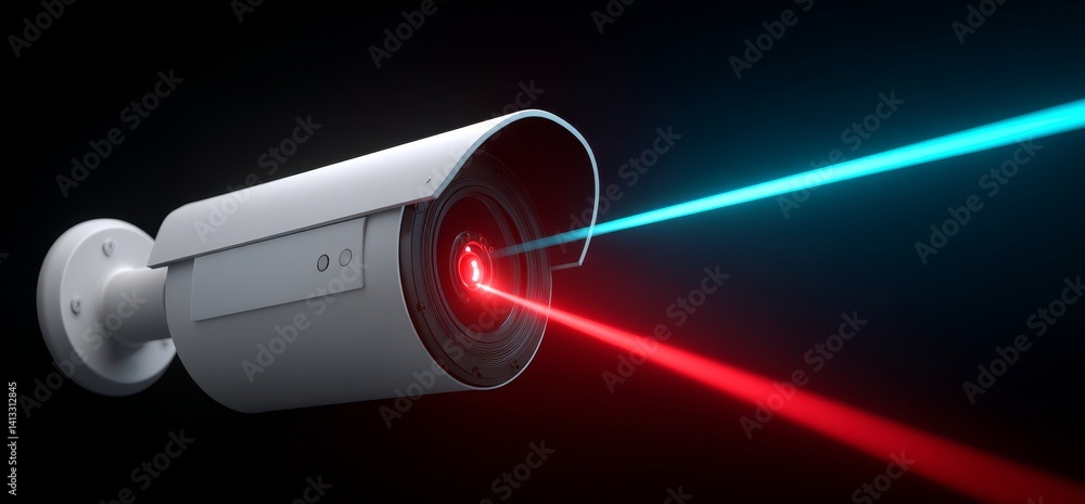 Aufkleber a detected intrusion is being targeted by a security camera in this 3d rendering