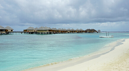 water villas on a exotic maldives island