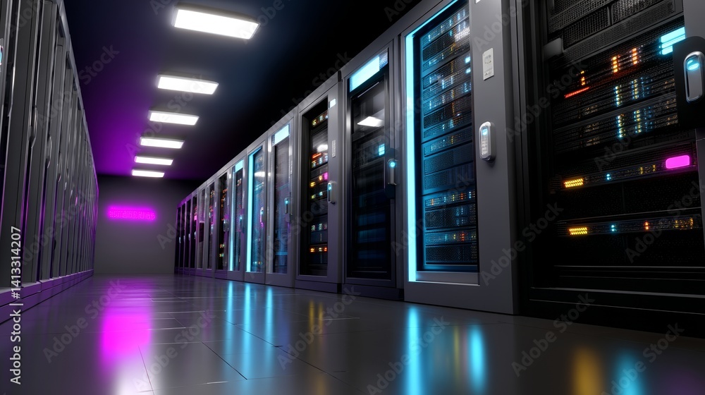 Aufkleber the concept of a cutting-edge data center is illustrated through a 3d rendering of a facility packed