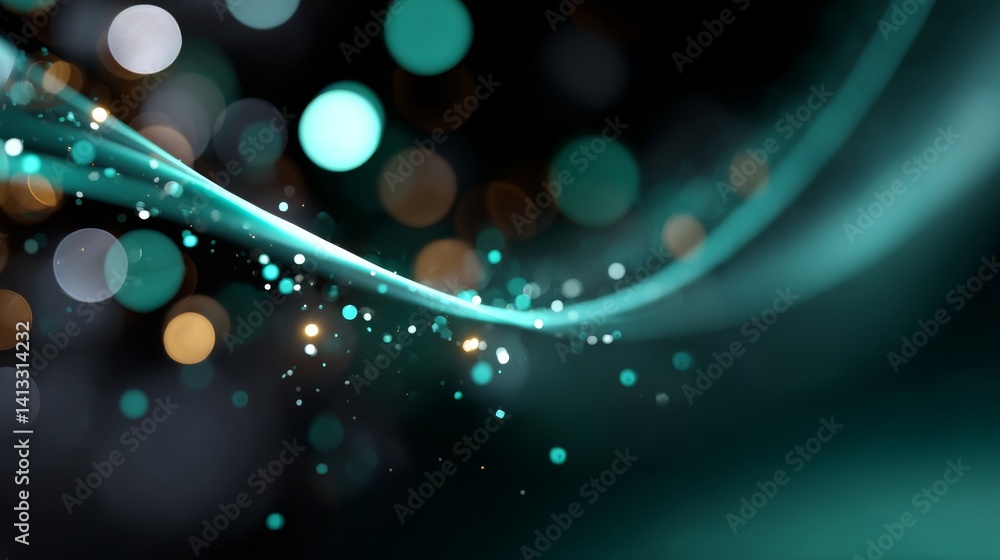 Aufkleber The visualization of big data is set against a digital background and features an analytics representation with a wave of particles in 4k rendering