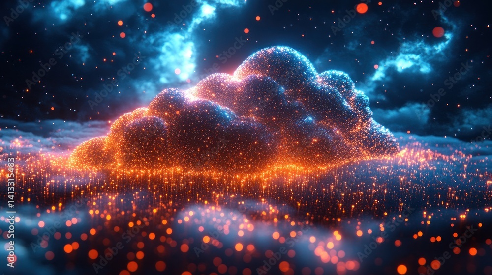 Poster luminous cloudscape: a digital abstract of celestial data