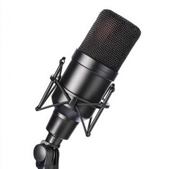 Studio condenser microphone, close up isolated on white background