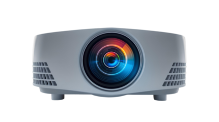 Photo of projector with large lens isolated on transparent background.png