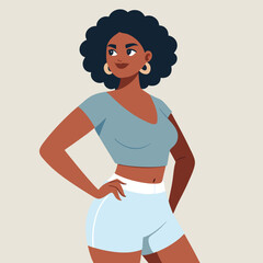 Confident Black Woman in Summer Outfit Posing