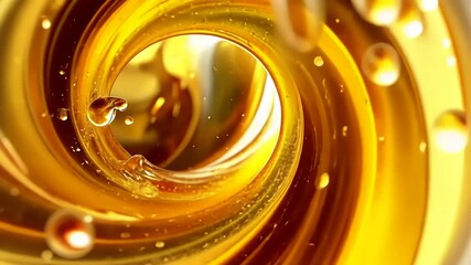 Golden Liquid Swirl: Abstract Honey or Oil Vortex - Powered by Adobe