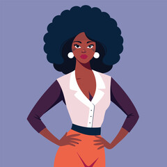 Confident Black Woman with Afro in Stylish Business Attire