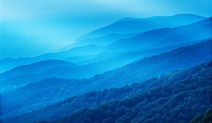 Obraz premium Mountains and forest in twilight, moody night landscape