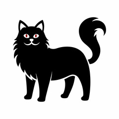 Isolated vector illustration of a sleek black cat with red eyes