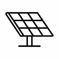 Black outline solar panel icon renewable energy sustainable technology symbol