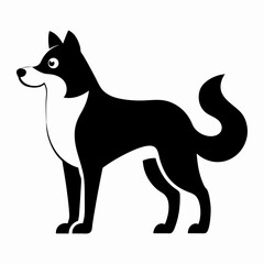 Stylized black and white silhouette illustration of a standing dog vector design