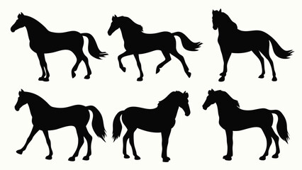 set of horse silhouettes