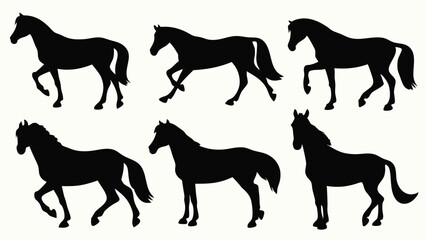 set of horse silhouettes