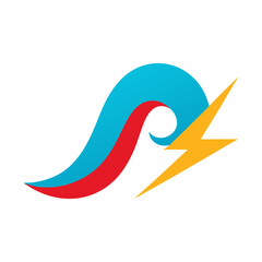 Abstract wave graphic with lightning bolt energy vector design