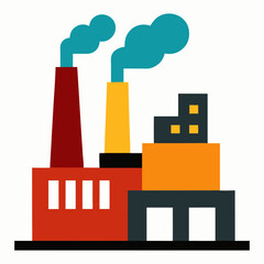 Obraz premium Modern flat design factory illustration with smoke pollution and industrial buildings