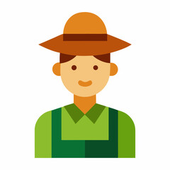 Vector illustration of a smiling farmer in overalls and a hat