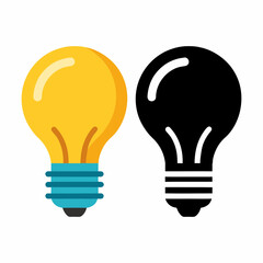 Light bulb icon vector illustration creative idea black and yellow symbol