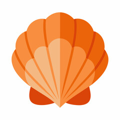 Flat design orange seashell illustration isolated on white background summer beach element