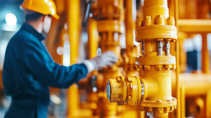 Offshore drilling technician inspecting oil extraction equipment. Featuring equipment inspection