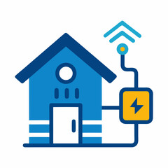 Smart home energy system vector icon with wireless connectivity and power