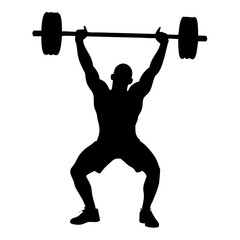 One weightlifter lifting a barbell isolated on white background
