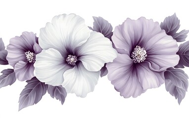 Fototapeta premium Elegant Lavender and White Floral Border Seamless Pattern