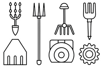 Precision Farming Tools Set On White