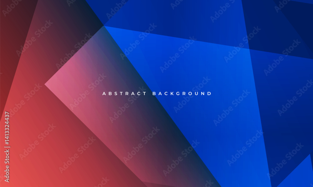 Poster Red and blue modern abstract geometric background with diagonal lines and shapes. Vector illustration
