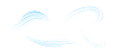 Air flow set of vector elements on a white background. Abstract light effect blowing from an air conditioner, purifier or humidifier. Dynamic blurred flow motion