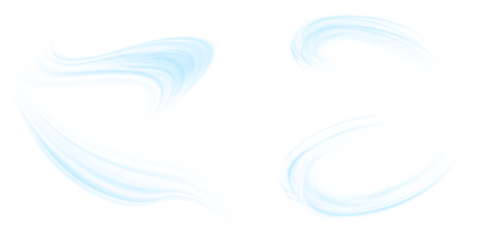 Air flow set of vector elements on a white background. Abstract light effect blowing from an air conditioner, purifier or humidifier. Dynamic blurred flow motion