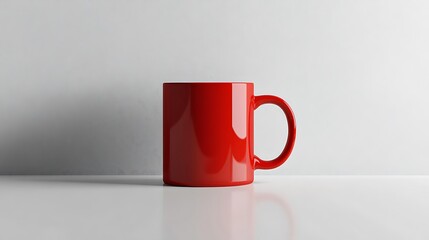 Red Cup of coffee on white table. 3D render. White background.