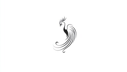 Obraz premium Elegant Peacock Silhouette; Abstract Art; Simple Design; Stock Photo