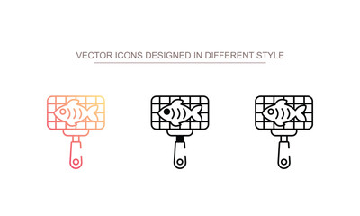Grilled Fish icon design with white background stock illustration