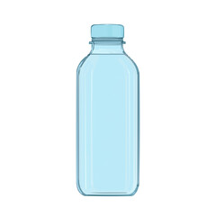 Minimalist illustration of transparent plastic bottle with no background