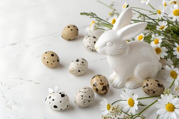 Obraz premium Easter Bunny with Chocolate Treats in Floral Setting