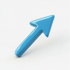 Blue arrow pointing upward isolated on white background