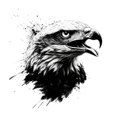 Detailed vector sketch of eagle face, artistic vector design of eagle head for bird logo, eagle face for graphic icon, stylish vector artwork of eagle head, on a transparent backgrounds