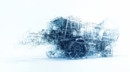 Digital illustration of futuristic heavy machinery designed for construction and transportation applications