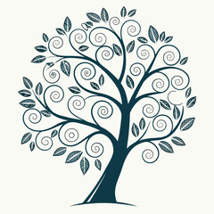Obraz premium vector tree with floral ornament