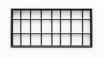 Grid design with black frame against clean white background showcasing geometric simplicity and organizational structure
