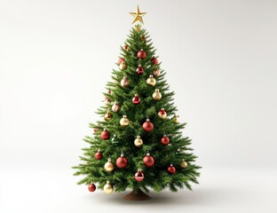 Ornamented Christmas Tree: Festive Red and Gold Decor