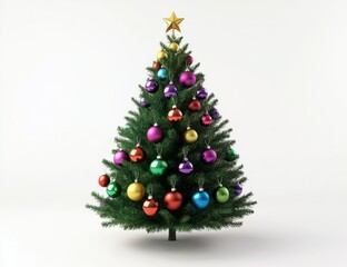 Ornate Christmas Tree: Vibrant Baubles and Festive Star