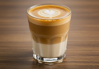 A Spanish cortado in a Gibraltar glass with equal parts.