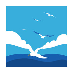 seashore with starfish and driftwood