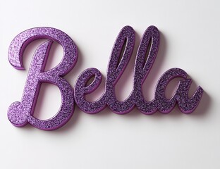 Glittering Purple Bella Nameplate: Elegant Script Design