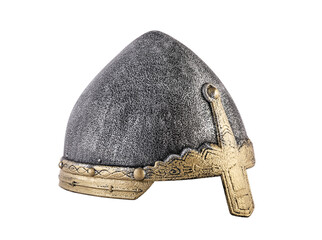 Medieval knight helmet isolated on white background with clipping path