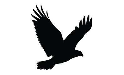 Obraz premium Eagle silhouette, Bald eagle vector, Patriotic bird icon, Eagle line art illustration Flying eagle silhouette, Spread wings eagle, Bird of prey vector, Soaring raptor illustration