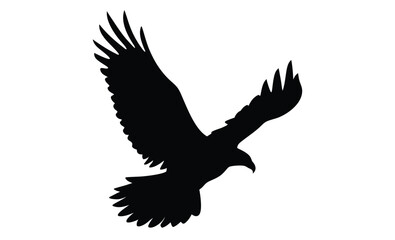 Obraz premium Eagle silhouette, Bald eagle vector, Patriotic bird icon, Eagle line art illustration Flying eagle silhouette, Spread wings eagle, Bird of prey vector, Soaring raptor illustration