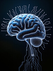 Technological brain with circuits demonstrating innovation and artificial intelligence in modern society