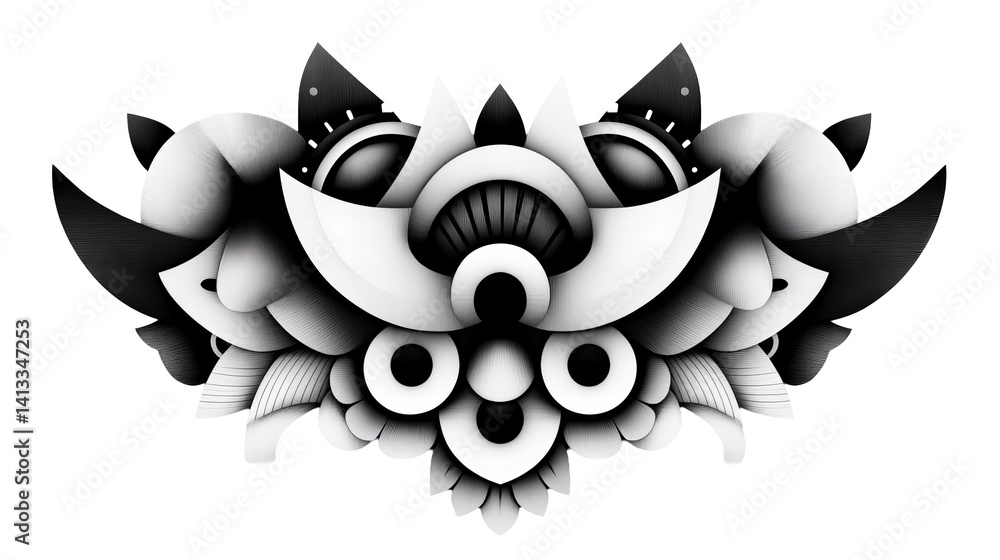 Aufkleber monochromatic abstract design features repeating geometric patterns in a symmetrical arrangement aga